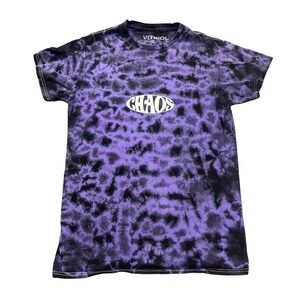 Vitriol Chaos Mayhem Graphic Tee Men Small Purple Black Tie Dye Streetwear Shirt
